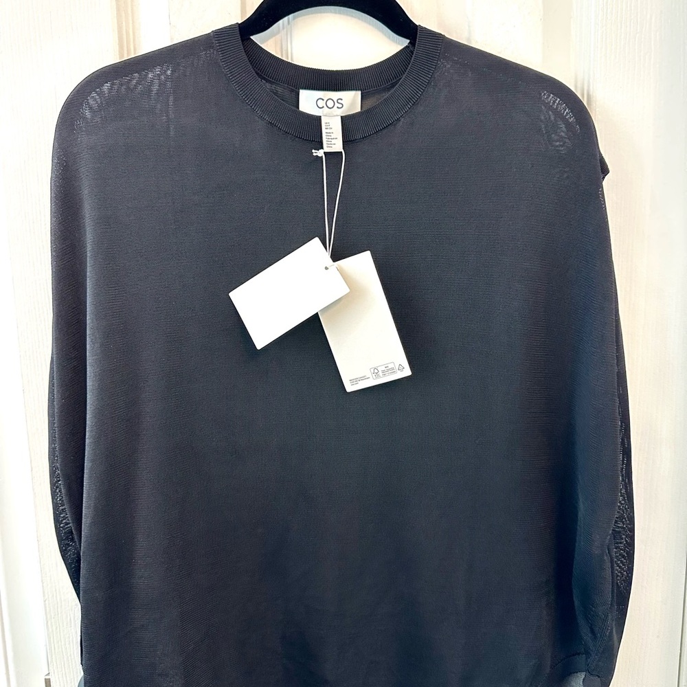 COS // Black Semi Sheer Sleeveless Knit Top
